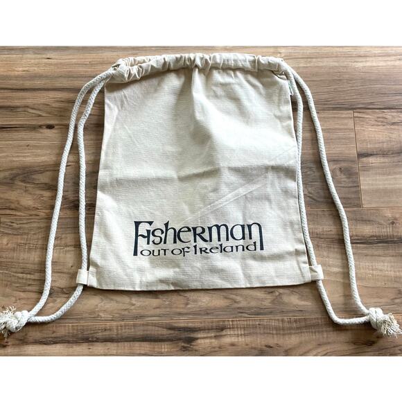Fisherman Out of Ireland Canvas Backpack Tote Cream Organic Cotton Rope Straps - Picture 1 of 6